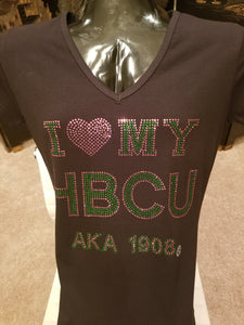 AKA BLACK V-NECK TEE I LOVE MY HBCU DESIGN