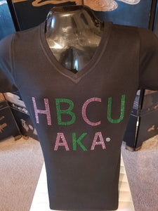 AKA BLACK V-NECK TEE HBCU DESIGN