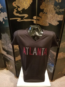 ATLANTA LADIES V-NECK BLACK TEE